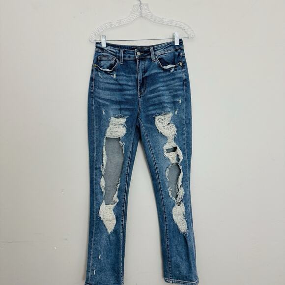 Judy Blue Distressed High Rise Straight Leg Jeans Women’s Size 27 - Picture 1 of 8